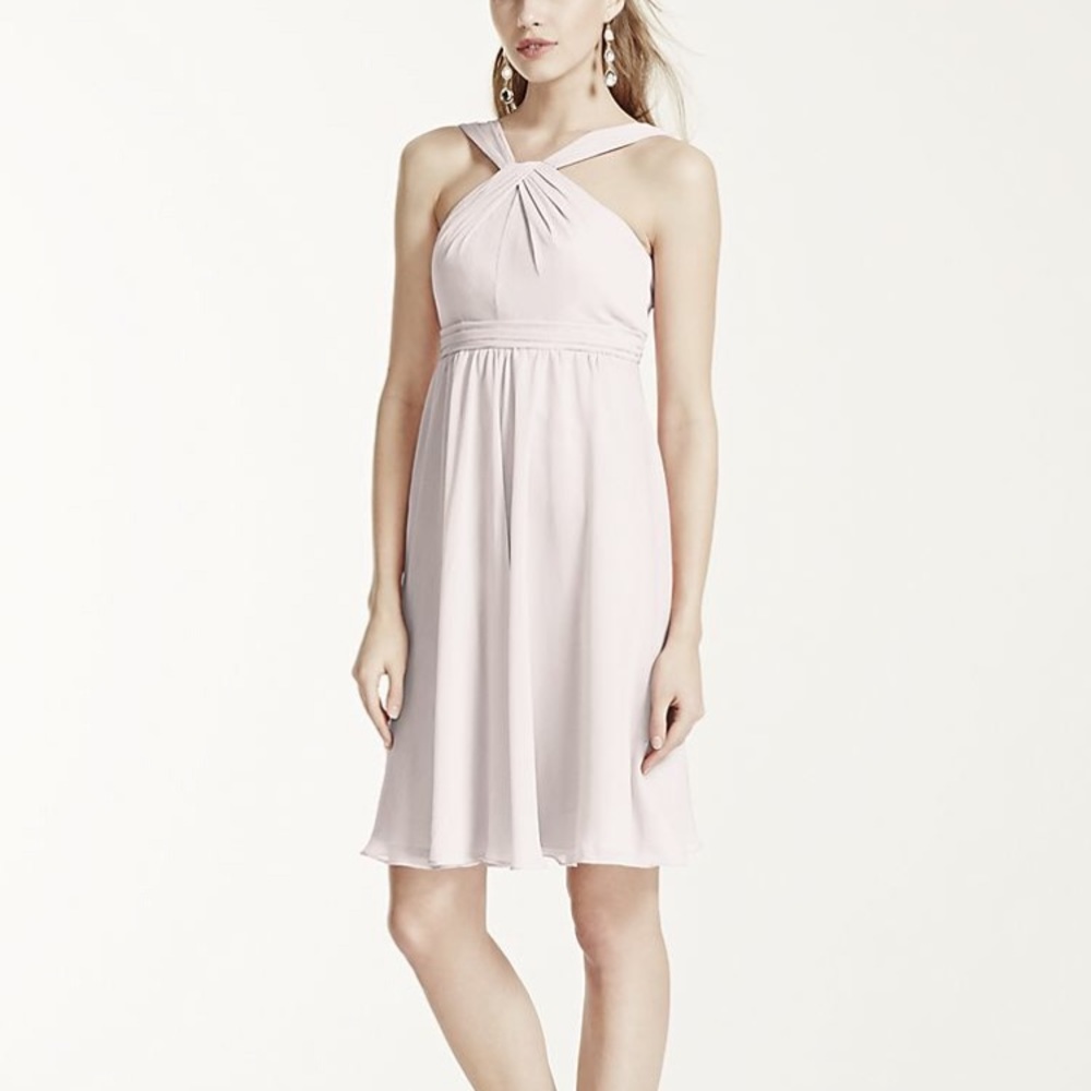 David’s bridal peach chiffon halter dress